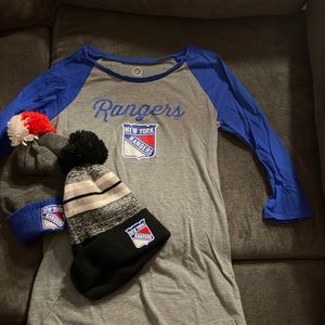 New York Rangers (officially licensed) shirt, and hats… Offering discounted ship